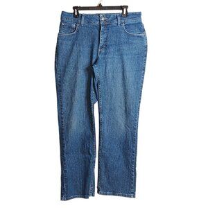 Lee Riders Straight Leg Jeans Womens 14 Petite Medium Wash High Rise Stretch